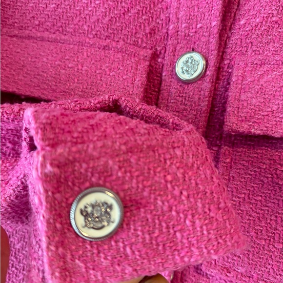 NWOT ZARA Pink Tweed Jacket with Embellished Silver Buttons Size XS - Picture 6 of 13
